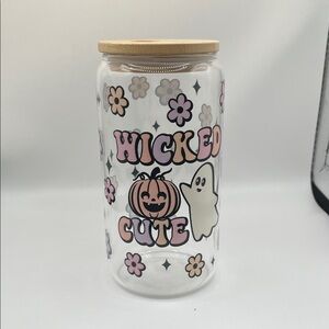 Wicked Cute Halloween Glass Jar with Lid